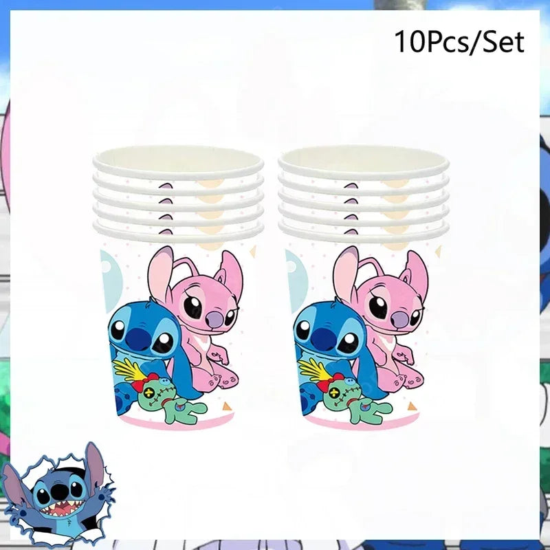 Disney Lilo and Stitch Birthday Party Decoration Girl Boy Disposable Tableware Candy Bag Tablecloth Paper Cup Plate Supplies Kit