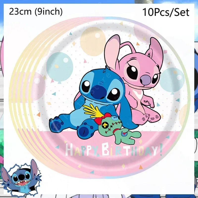 Disney Lilo and Stitch Birthday Party Decoration Girl Boy Disposable Tableware Candy Bag Tablecloth Paper Cup Plate Supplies Kit