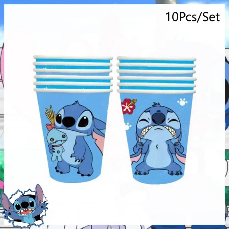 Disney Lilo and Stitch Birthday Party Decoration Girl Boy Disposable Tableware Candy Bag Tablecloth Paper Cup Plate Supplies Kit