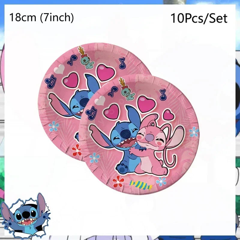 Disney Lilo and Stitch Birthday Party Decoration Girl Boy Disposable Tableware Candy Bag Tablecloth Paper Cup Plate Supplies Kit