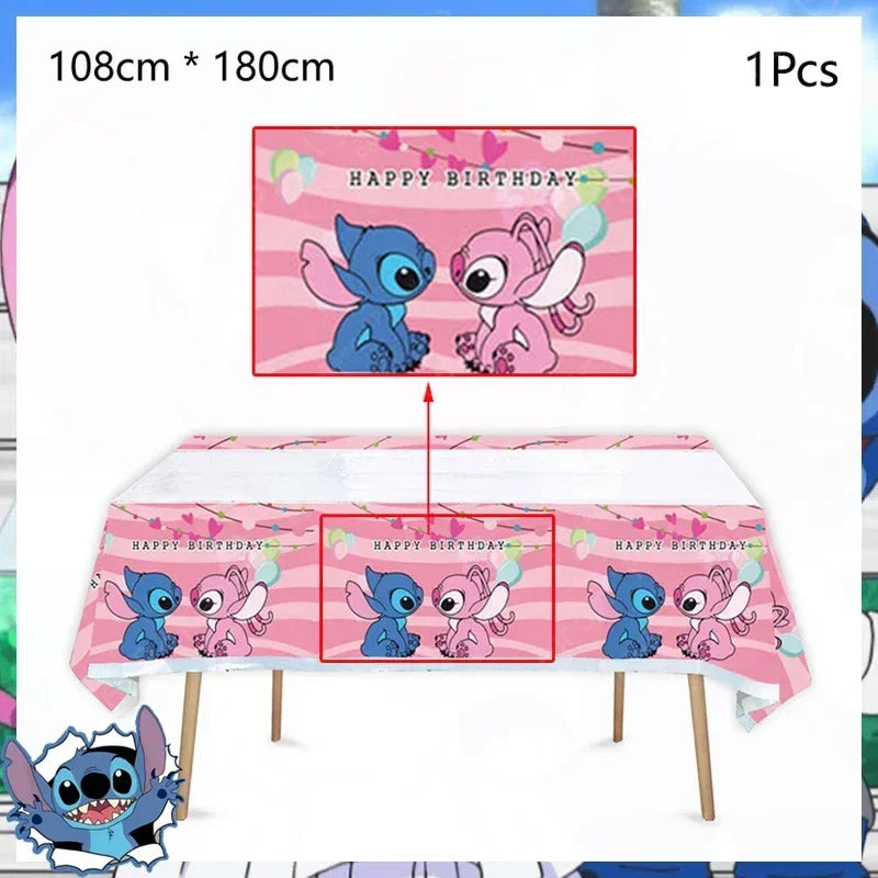 Disney Lilo and Stitch Birthday Party Decoration Girl Boy Disposable Tableware Candy Bag Tablecloth Paper Cup Plate Supplies Kit