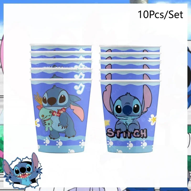 Disney Lilo and Stitch Birthday Party Decoration Girl Boy Disposable Tableware Candy Bag Tablecloth Paper Cup Plate Supplies Kit