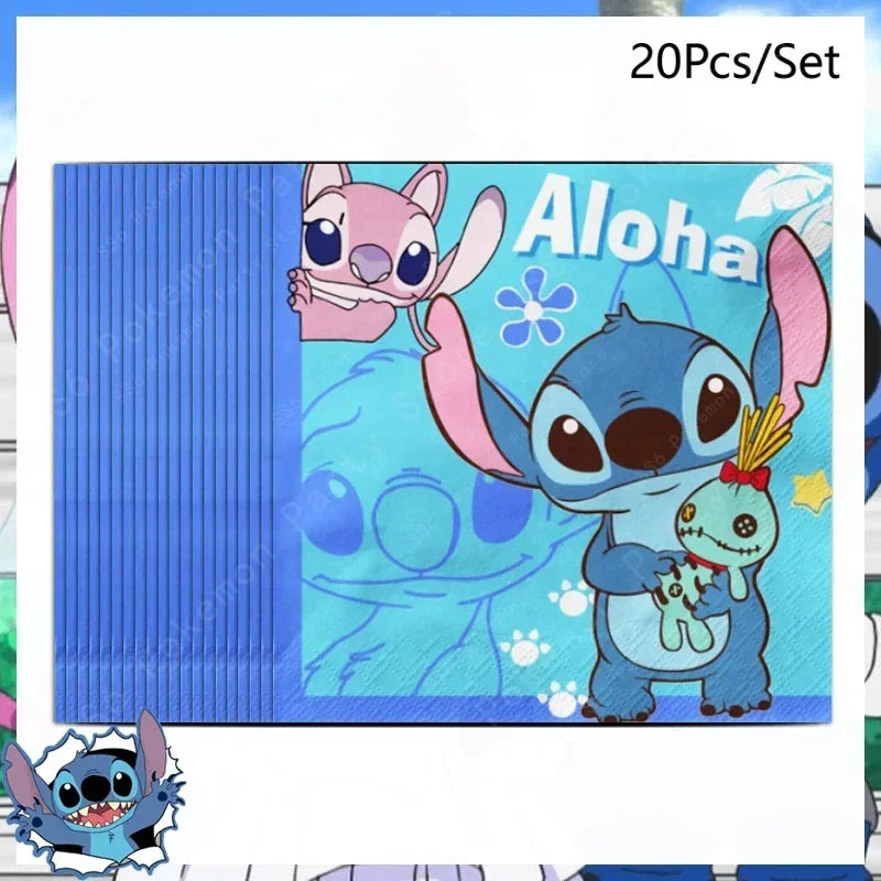 Disney Lilo and Stitch Birthday Party Decoration Girl Boy Disposable Tableware Candy Bag Tablecloth Paper Cup Plate Supplies Kit