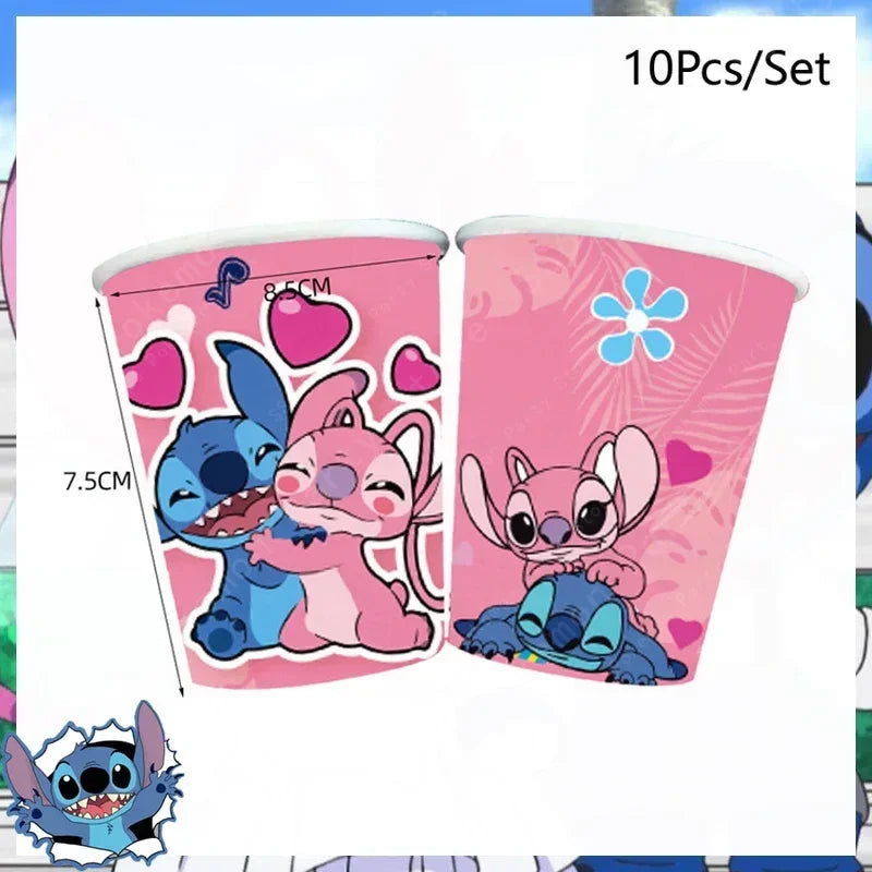 Disney Lilo and Stitch Birthday Party Decoration Girl Boy Disposable Tableware Candy Bag Tablecloth Paper Cup Plate Supplies Kit