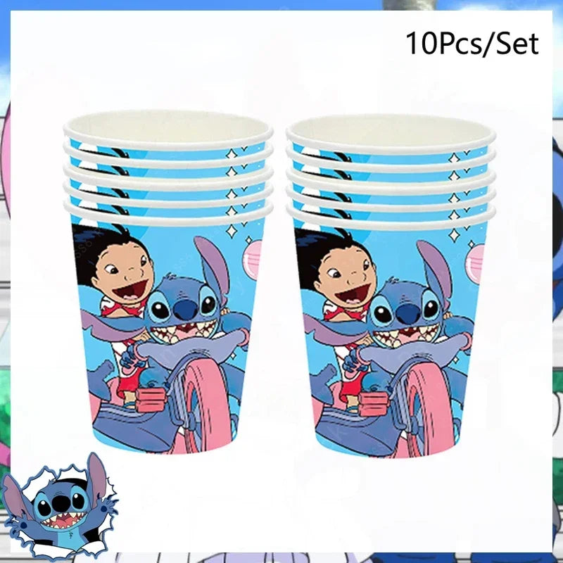 Disney Lilo and Stitch Birthday Party Decoration Girl Boy Disposable Tableware Candy Bag Tablecloth Paper Cup Plate Supplies Kit