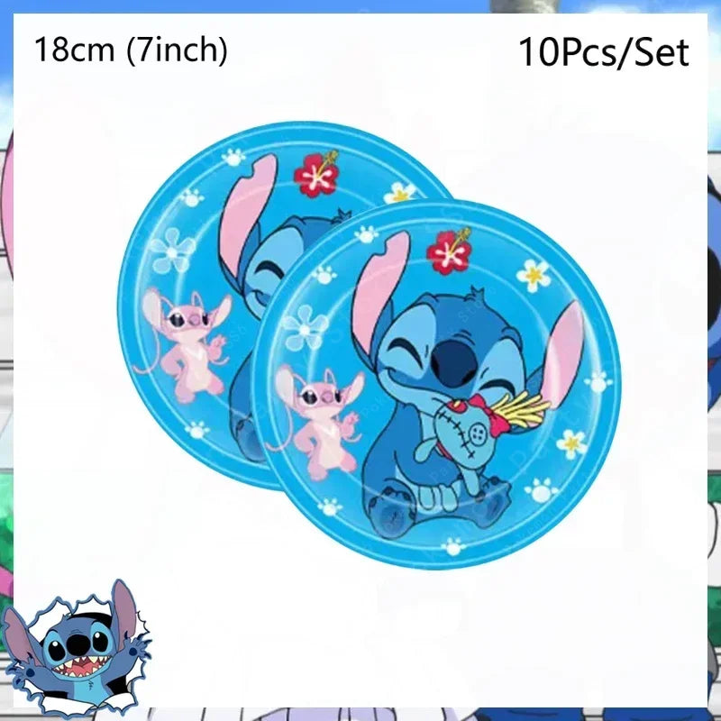 Disney Lilo and Stitch Birthday Party Decoration Girl Boy Disposable Tableware Candy Bag Tablecloth Paper Cup Plate Supplies Kit