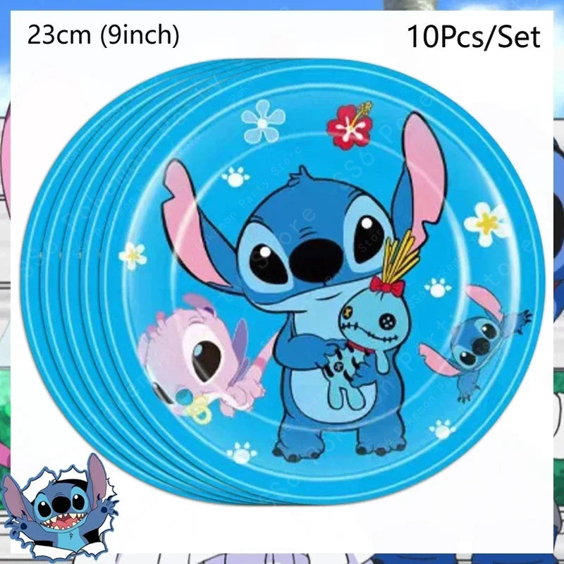 Disney Lilo and Stitch Birthday Party Decoration Girl Boy Disposable Tableware Candy Bag Tablecloth Paper Cup Plate Supplies Kit